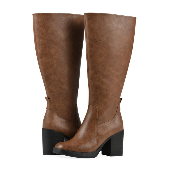 Mackle Tall Boot - Dark Natural Faux Leather