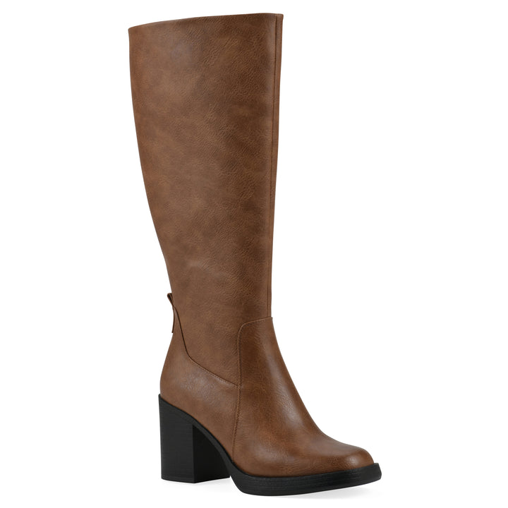 Mackle Tall Boot - Dark Natural Faux Leather