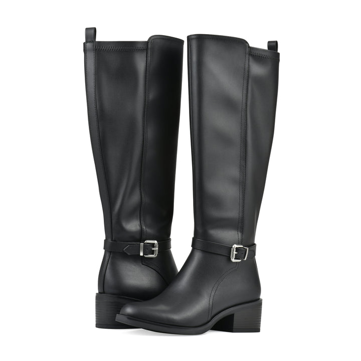 Custard Tall Boot - Black Faux Leather