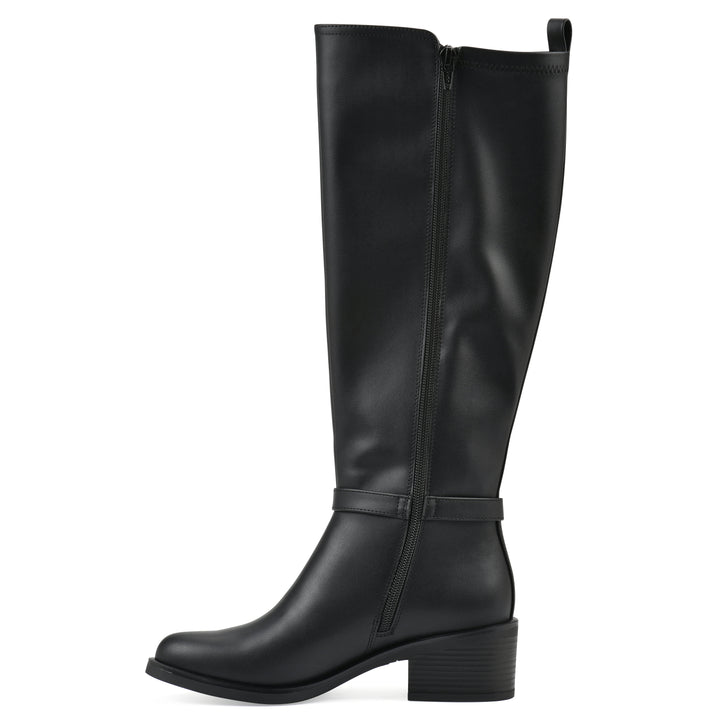 Custard Tall Boot - Black Faux Leather