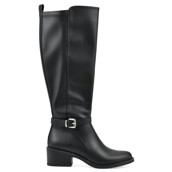 Custard Tall Boot - Black Faux Leather