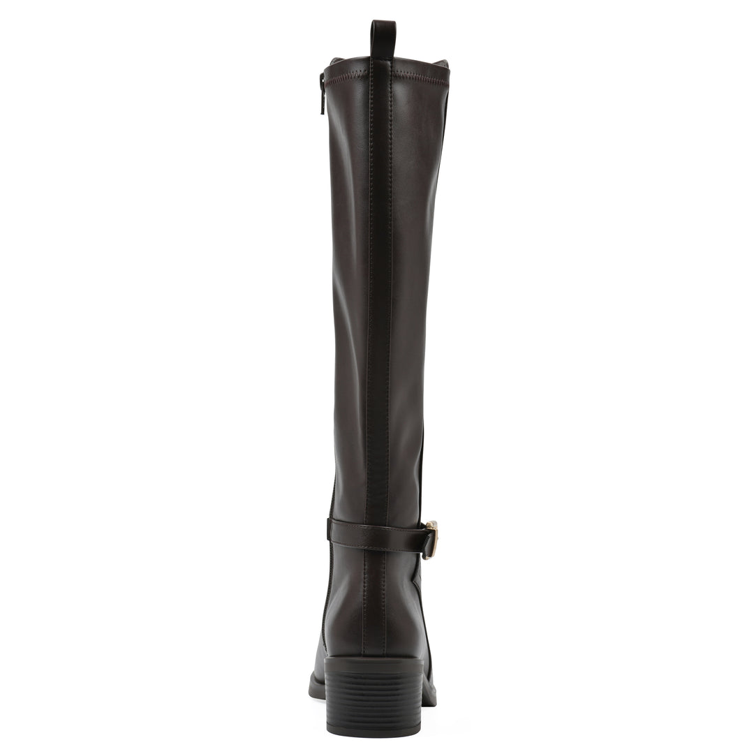 Custard Tall Boot - Dark Brown Faux Leather