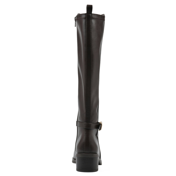 Custard Tall Boot - Dark Brown Faux Leather