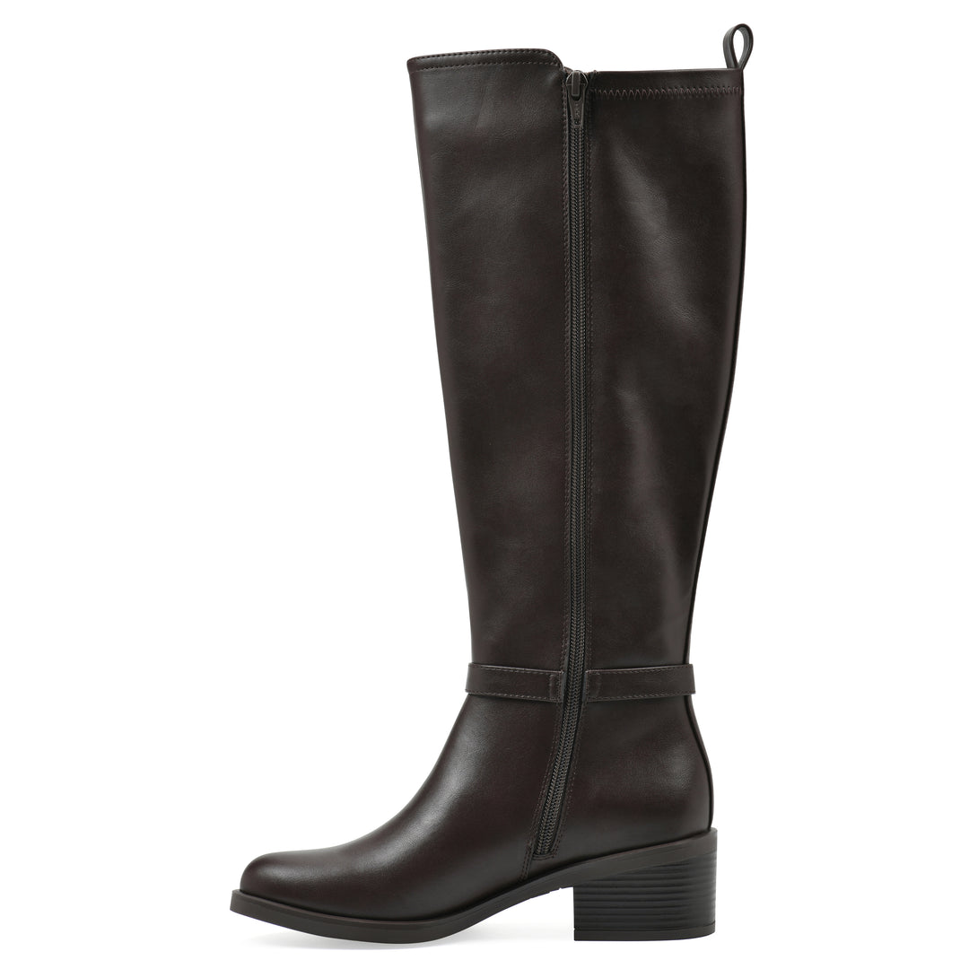 Custard Tall Boot - Dark Brown Faux Leather