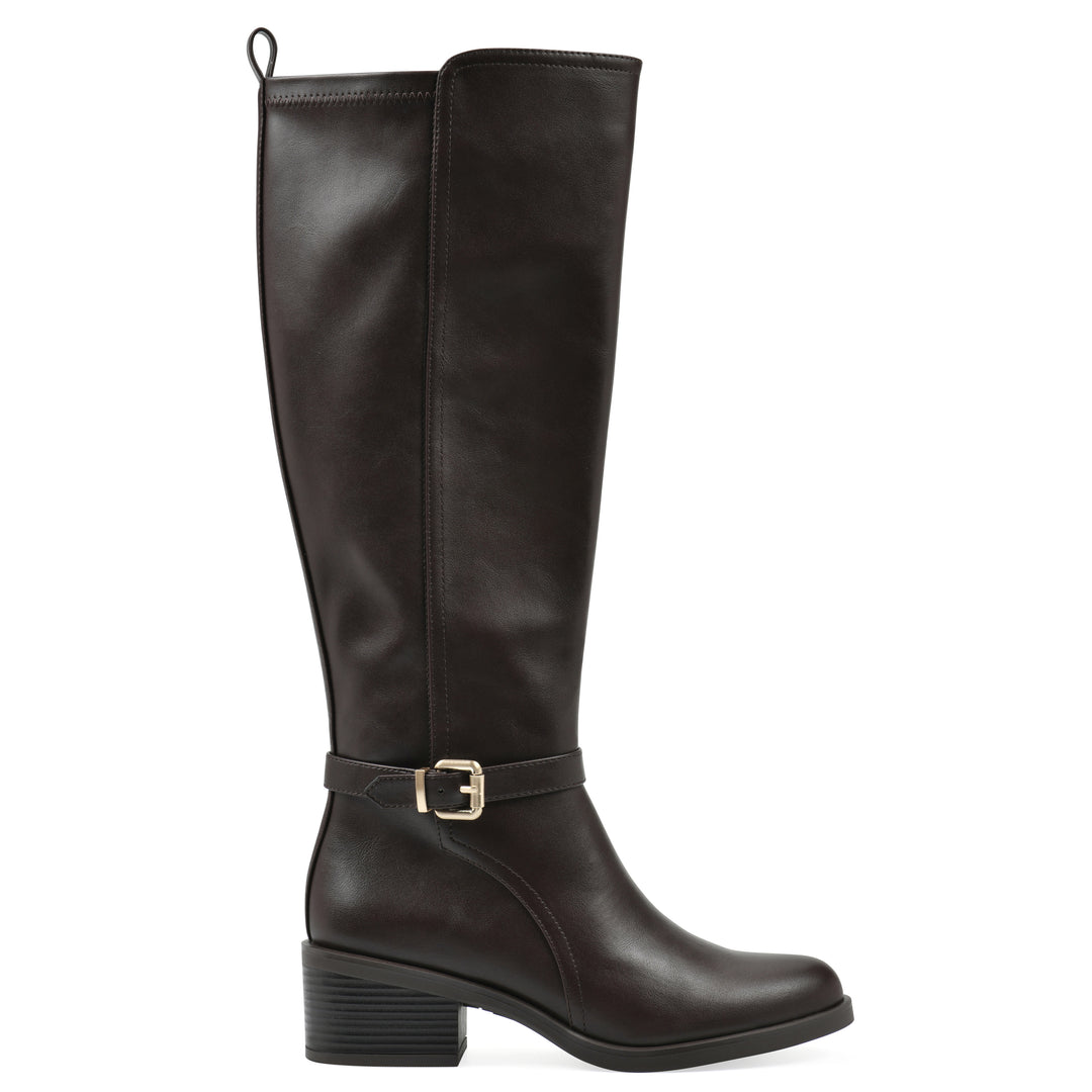 Custard Tall Boot - Dark Brown Faux Leather