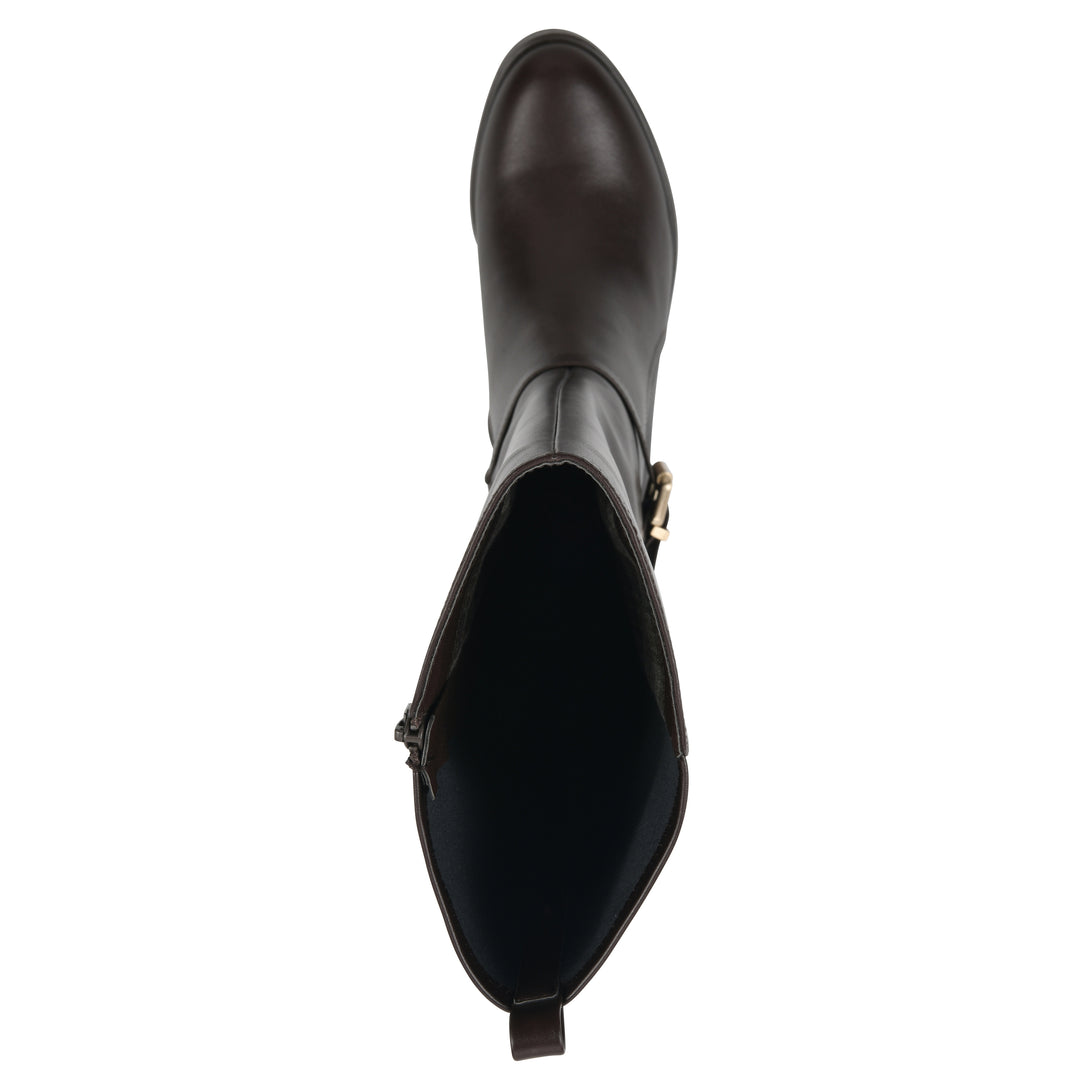 Custard Tall Boot - Dark Brown Faux Leather