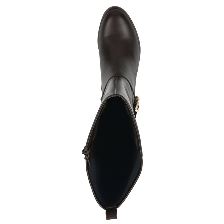Custard Tall Boot - Dark Brown Faux Leather