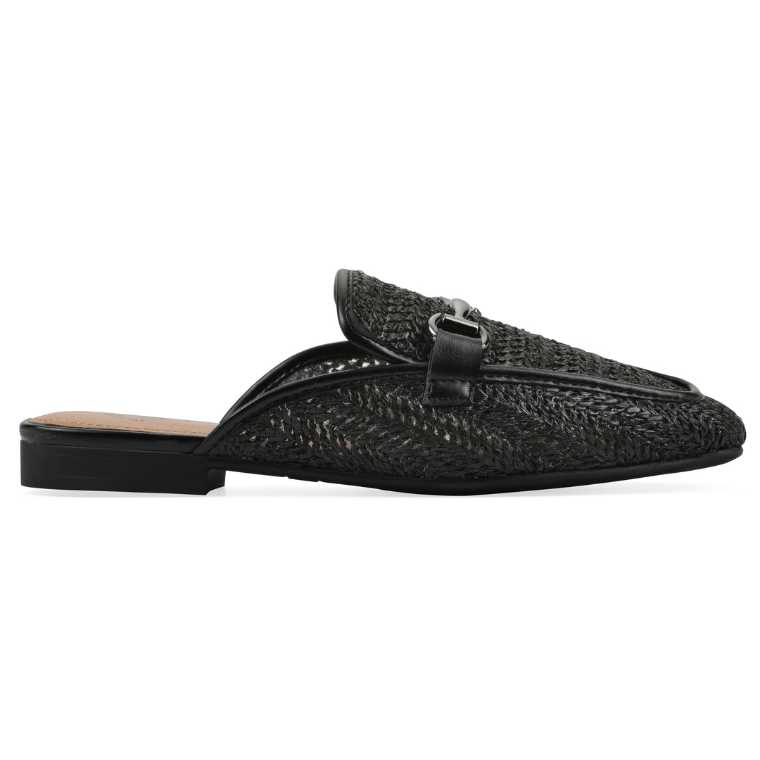 Bobbin Mule - Black Raffia