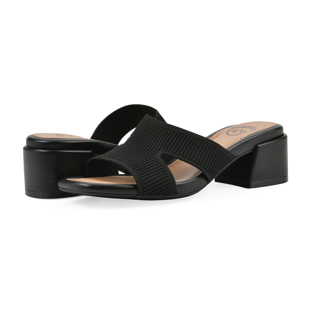 Milled Heeled Sandal - Black Fabric