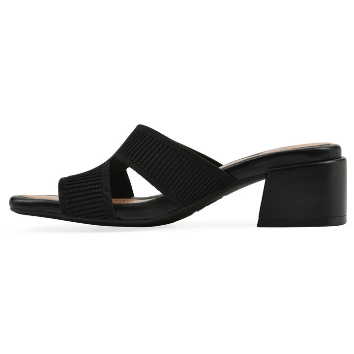 Milled Heeled Sandal - Black Fabric
