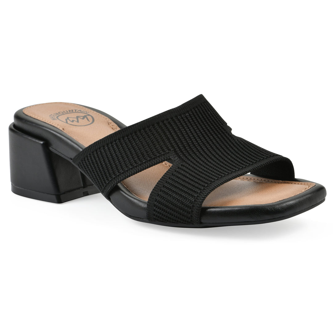 Milled Heeled Sandal - Black Fabric