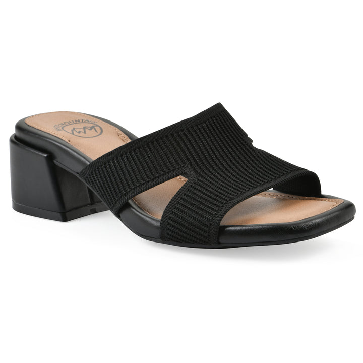 Milled Heeled Sandal - Black Fabric