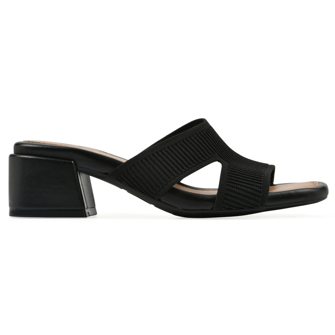 Milled Heeled Sandal - Black Fabric