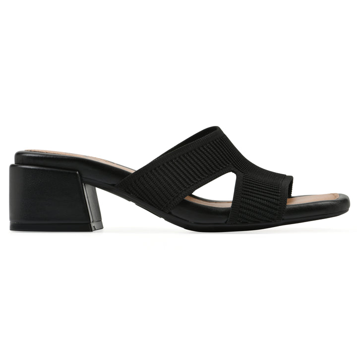 Milled Heeled Sandal - Black Fabric