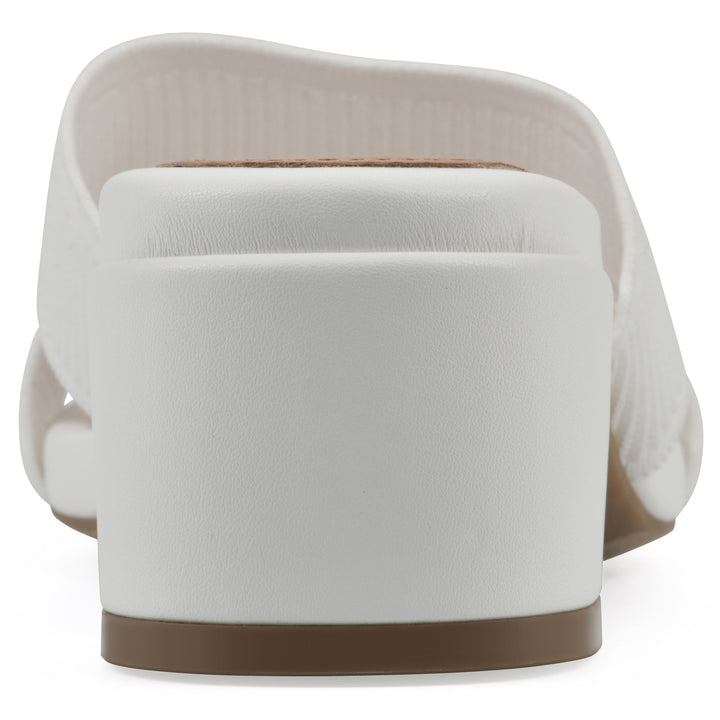 Milled Heeled Sandal - White Fabric
