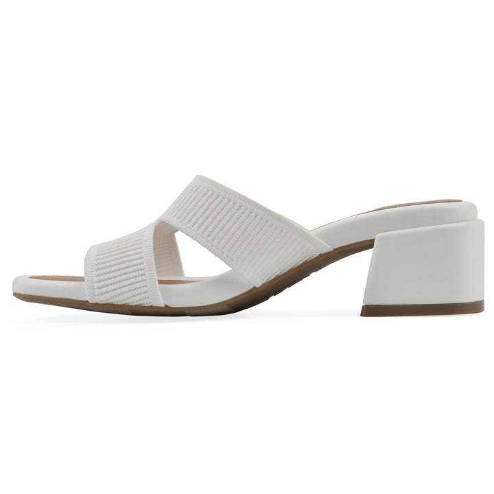 Milled Heeled Sandal - White Fabric