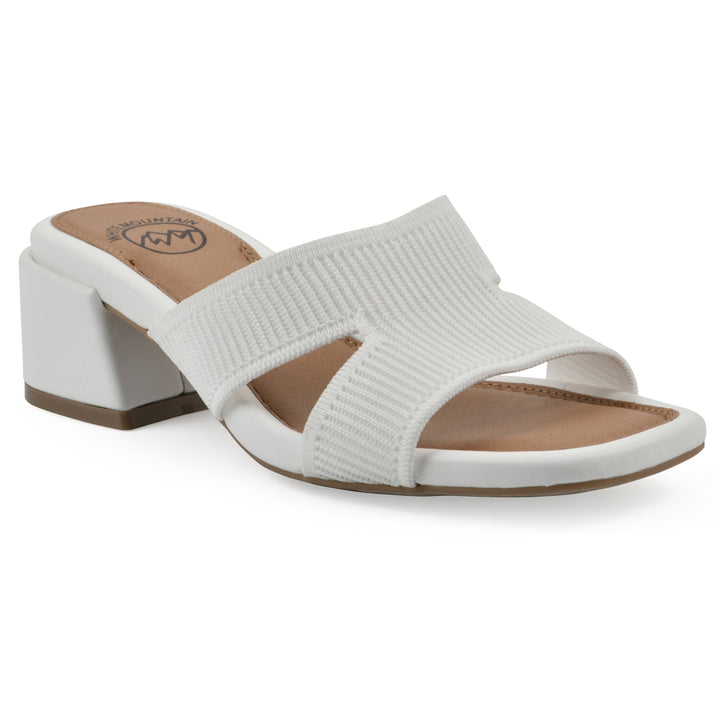 Milled Heeled Sandal - White Fabric