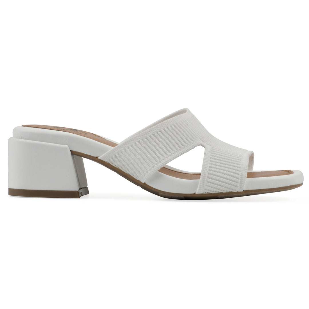 Milled Heeled Sandal - White Fabric