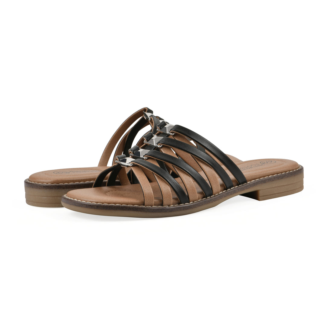 Mazy Sandal - Black Faux Leather