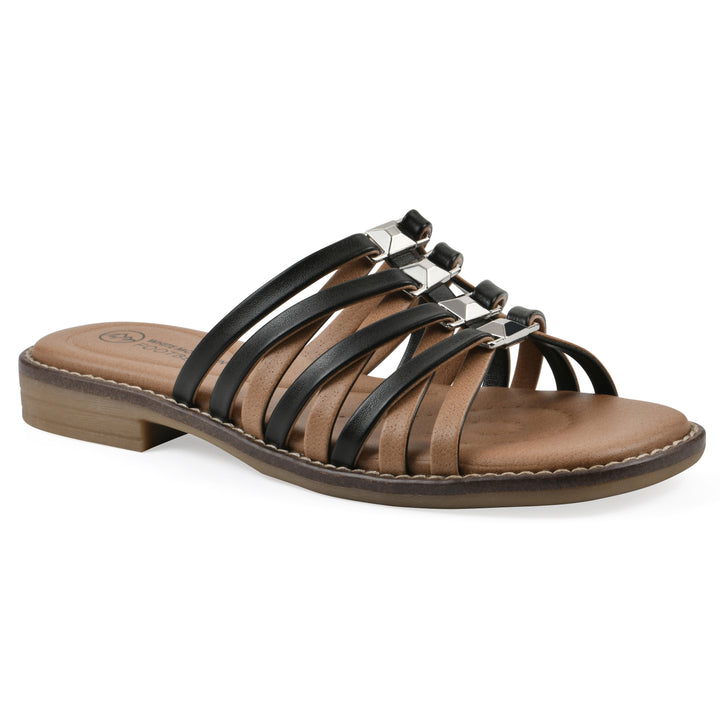 Mazy Sandal - Black Faux Leather