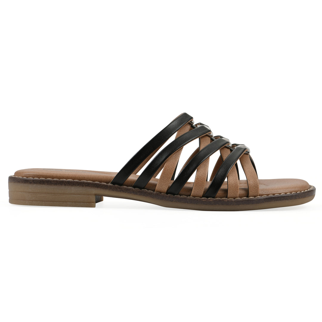 Mazy Sandal - Black Faux Leather