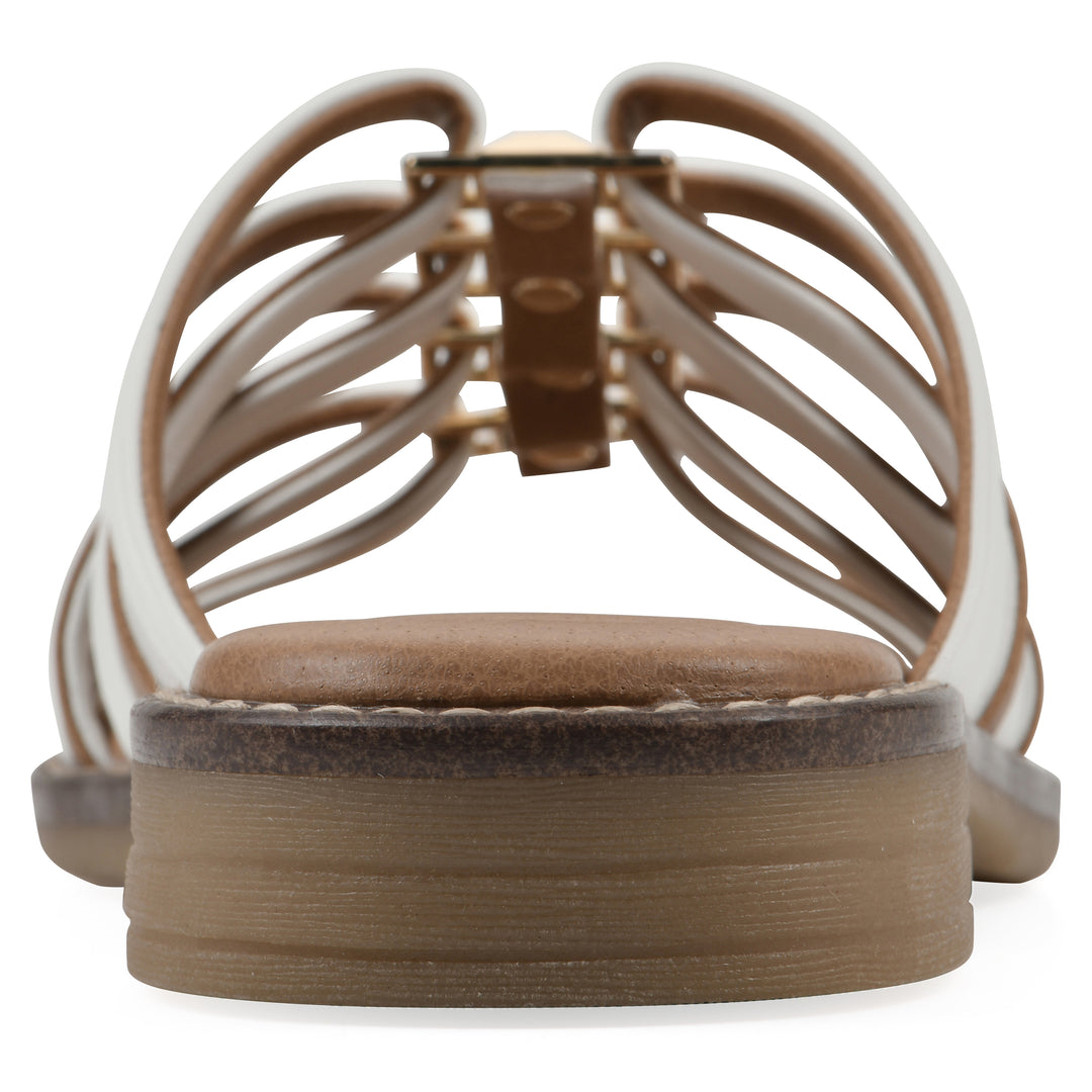 Mazy Sandal - White Faux Leather