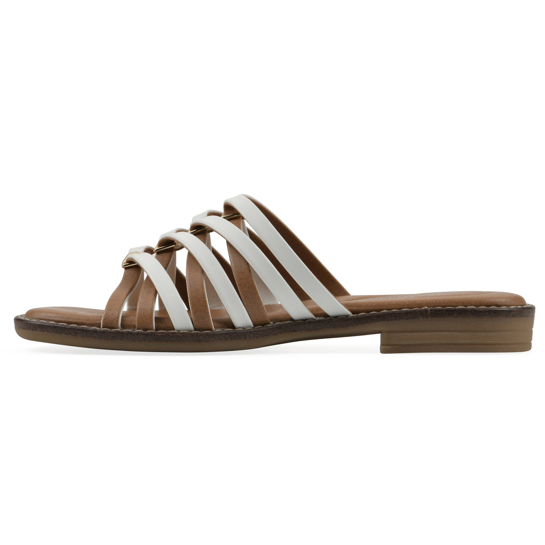 Mazy Sandal - White Faux Leather