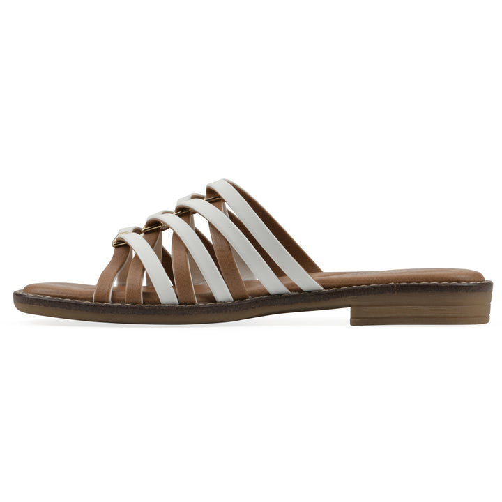 Mazy Sandal - White Faux Leather