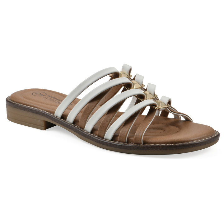 Mazy Sandal - White Faux Leather