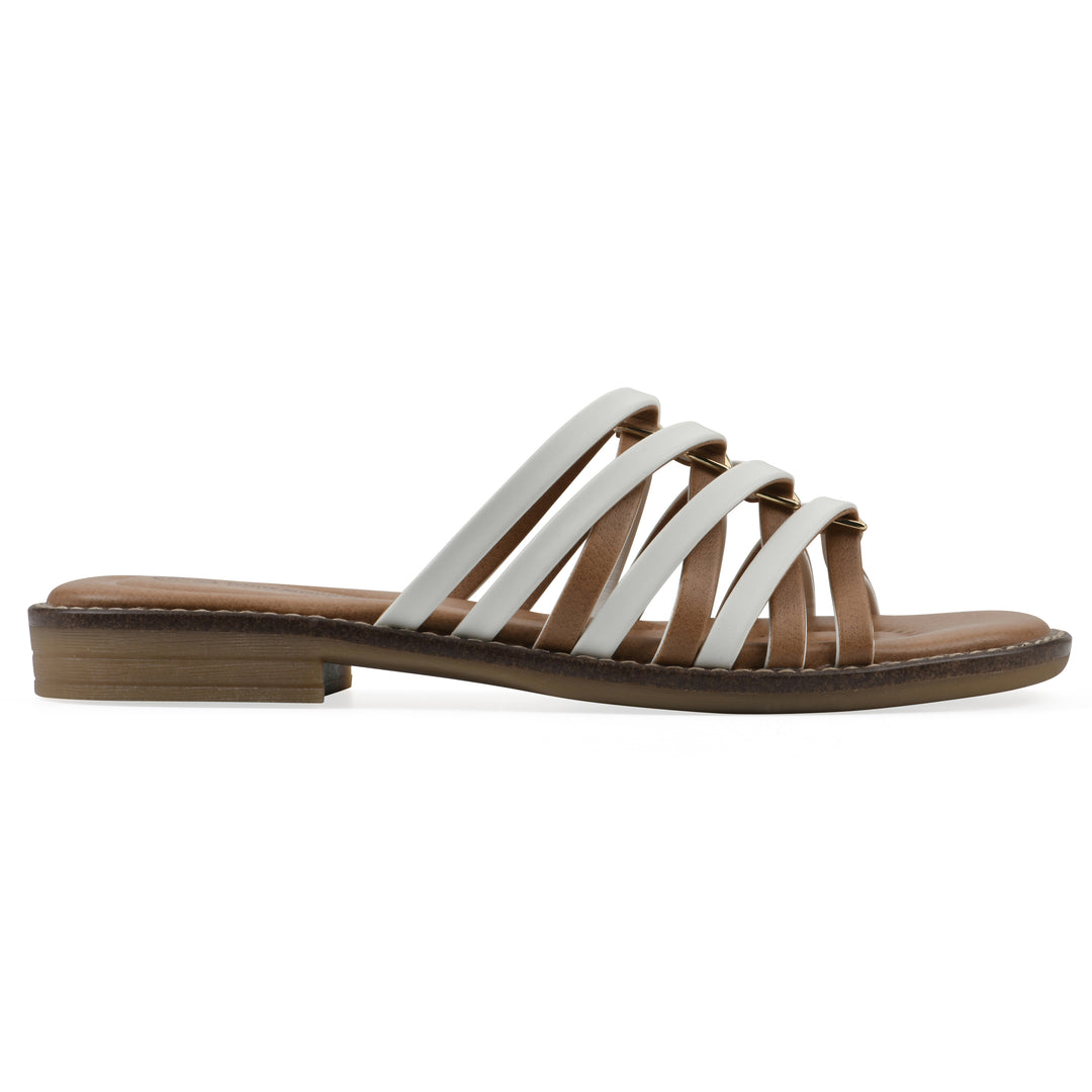 Mazy Sandal - White Faux Leather
