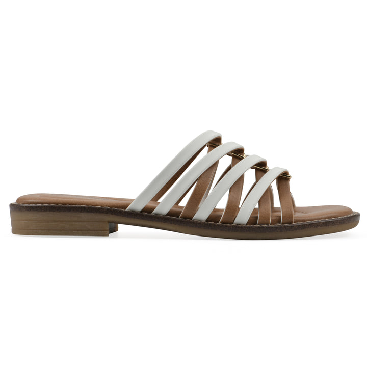 Mazy Sandal - White Faux Leather