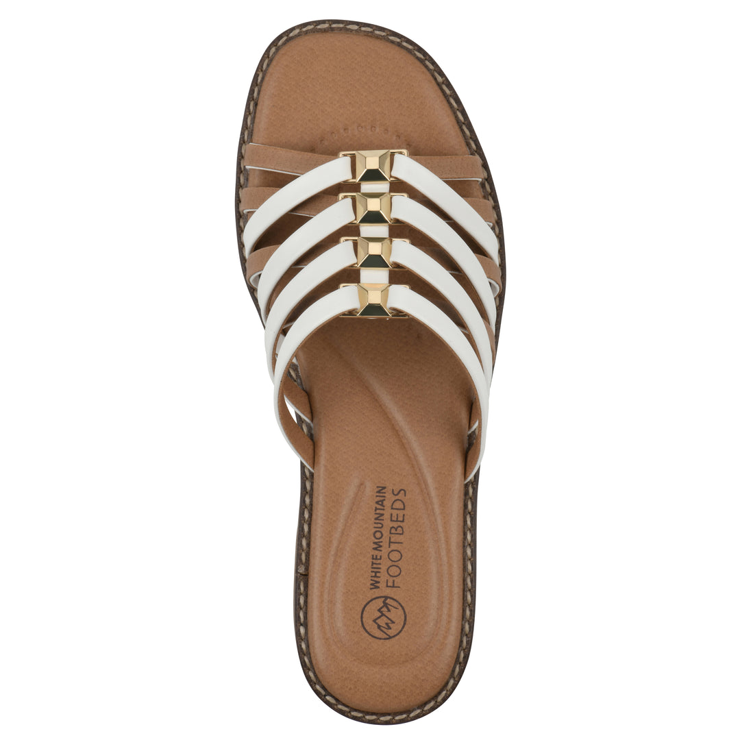 Mazy Sandal - White Faux Leather