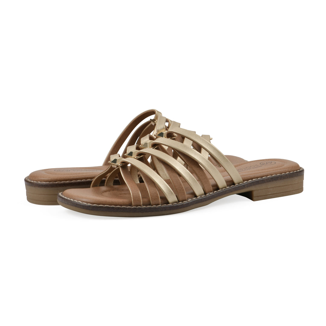 Mazy Sandal - Gold Metallic Faux Leather