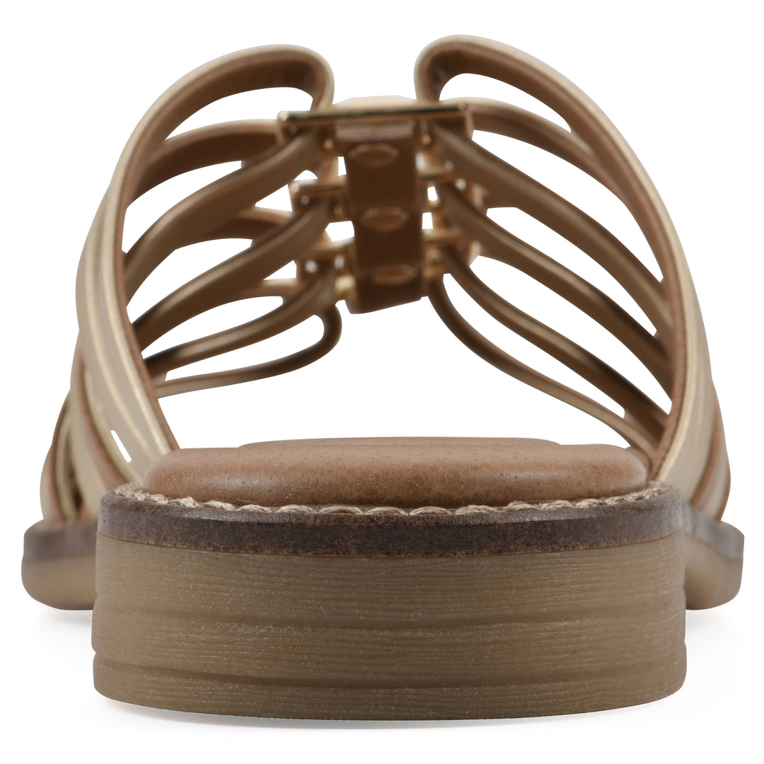 Mazy Sandal - Gold Metallic Faux Leather