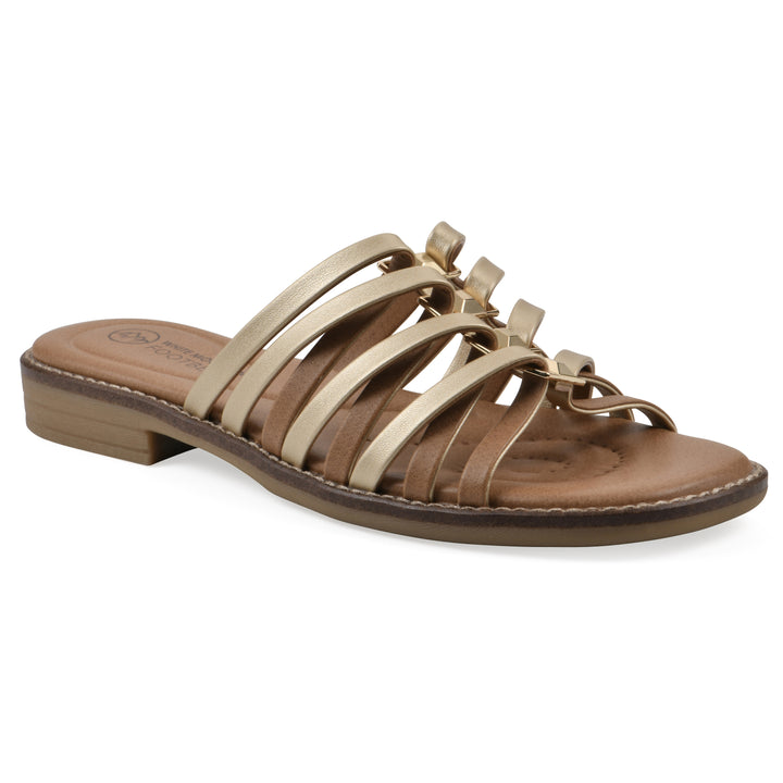 Mazy Sandal - Gold Metallic Faux Leather