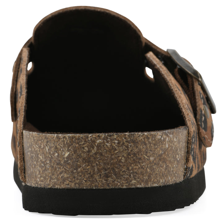 Benben Footbeds Clog - Brown Leopard Suede