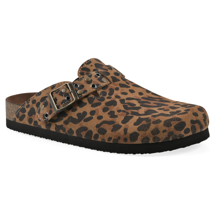 Benben Footbeds Clog - Brown Leopard Suede