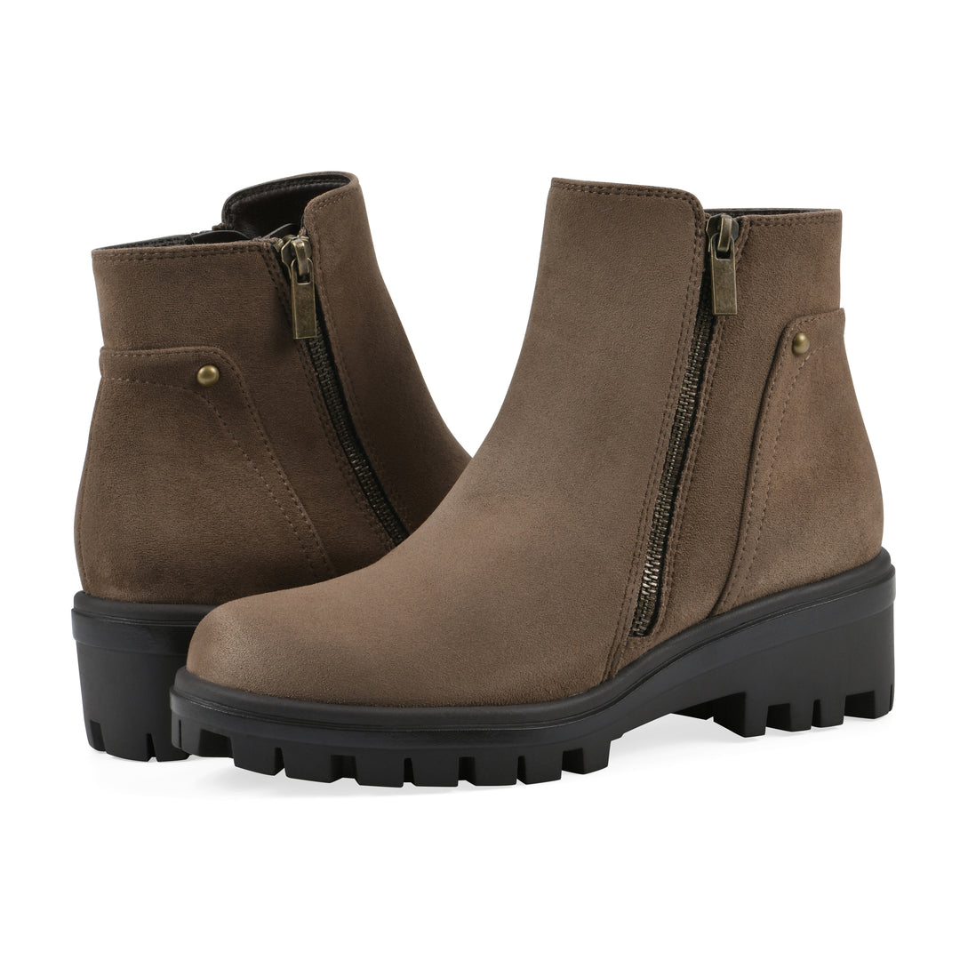 Tahj Bootie - Dark Taupe Faux Leather