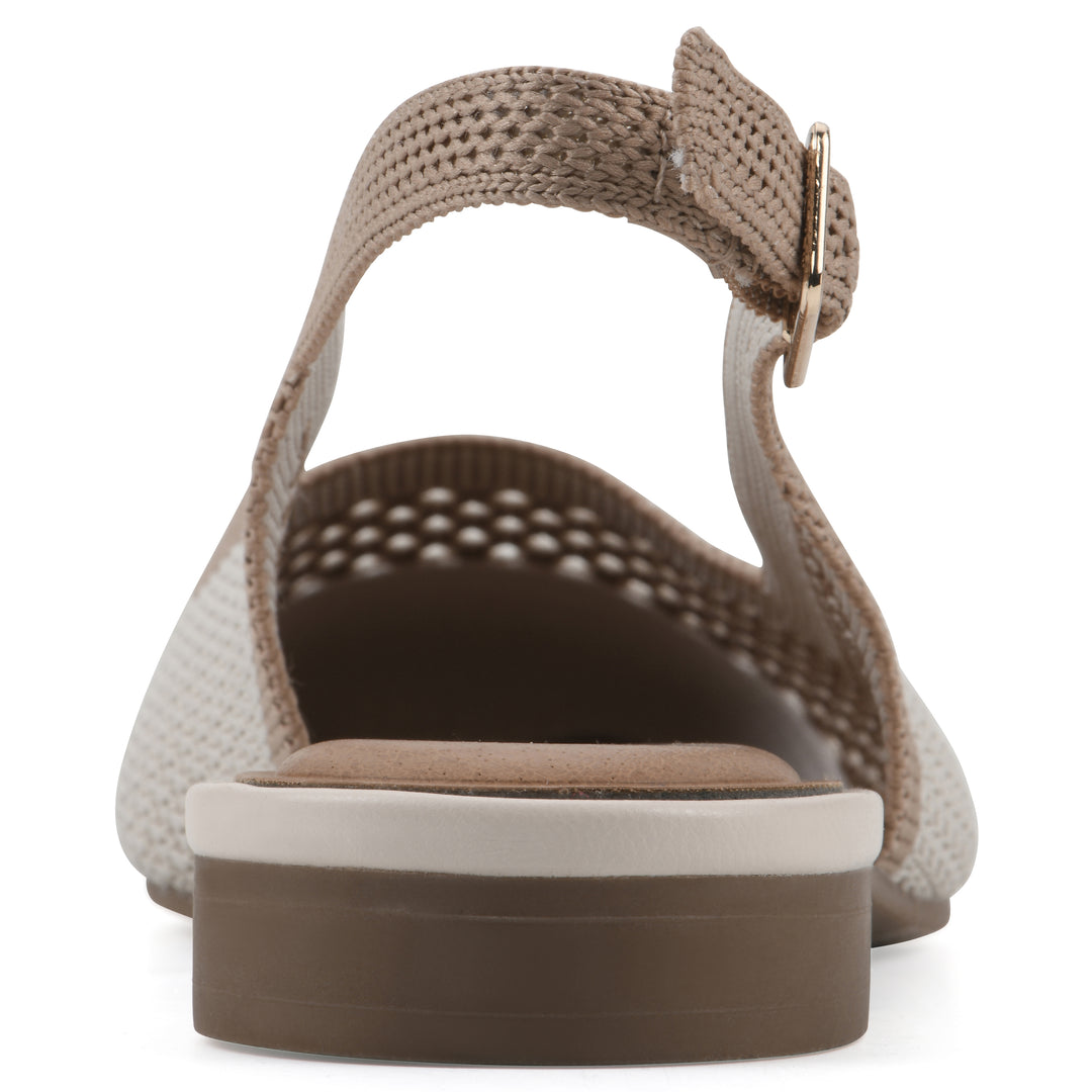 Bonie Slingback Flat - Cream with Tan Knit