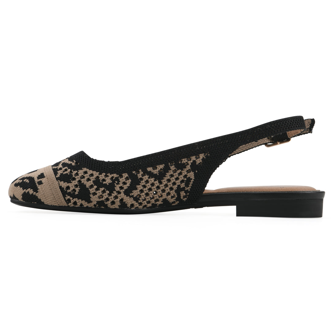 Bonie Slingback Flat - Leopard Knit