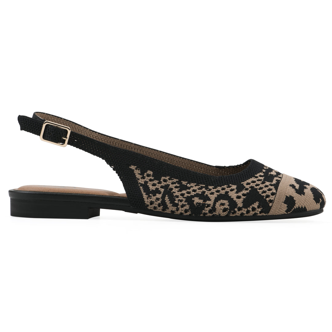 Bonie Slingback Flat - Leopard Knit