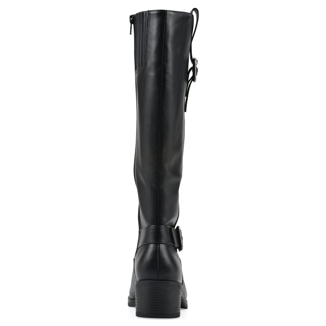 Calzone Tall Boot - Black Faux Leather