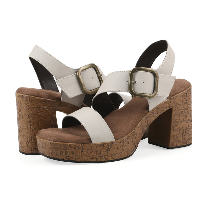 Barb Heel - Cream Faux Leather