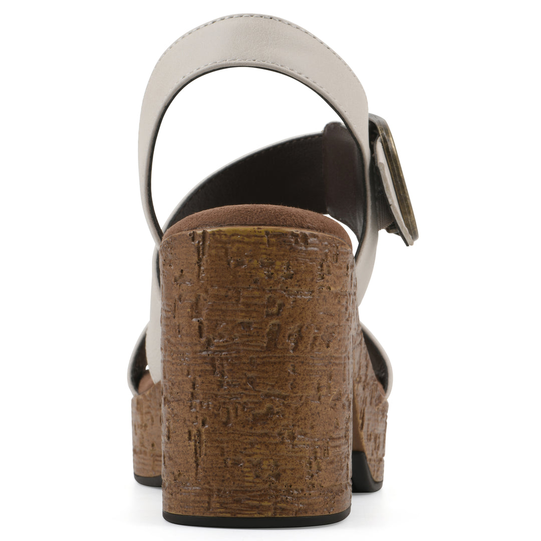 Barb Heel - Cream Faux Leather