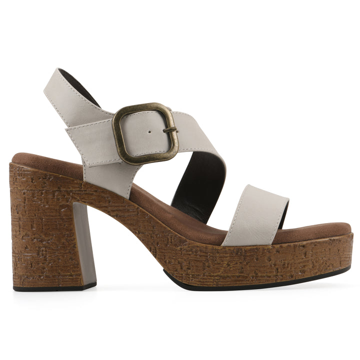 Barb Heel - Cream Faux Leather
