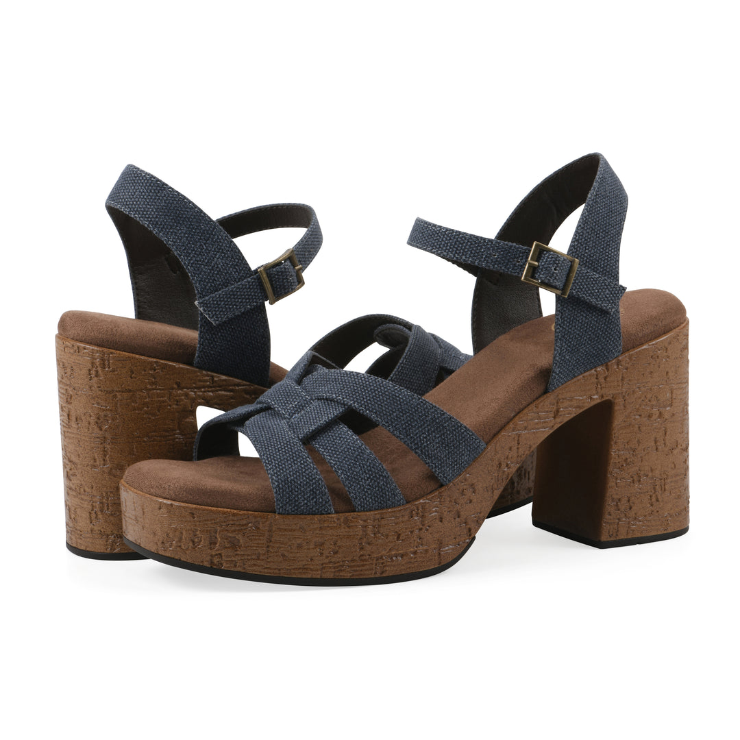 Barista Heel - Denim Blue Fabric