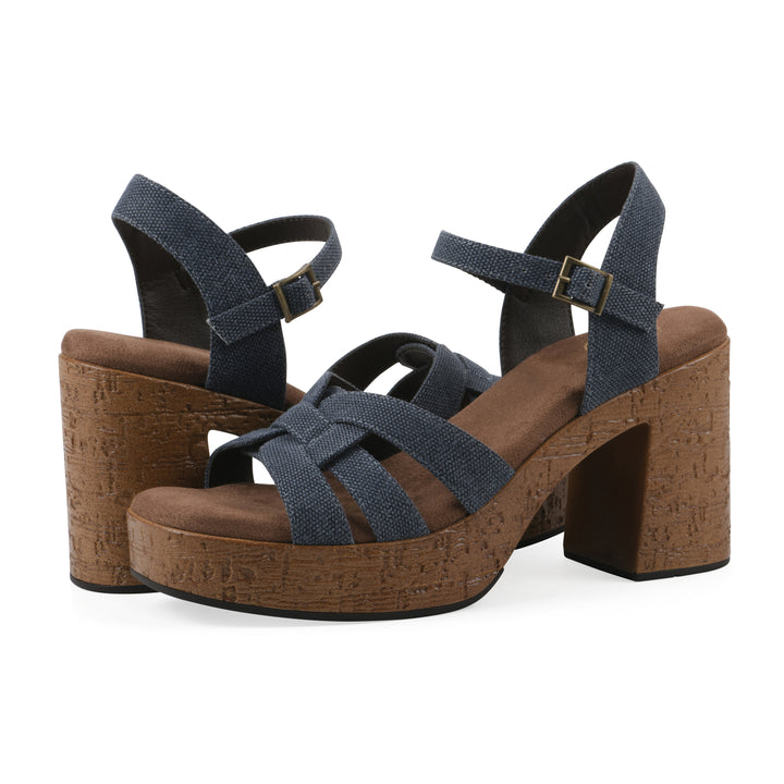 Barista Heel - Denim Blue Fabric