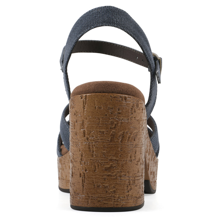 Barista Heel - Denim Blue Fabric