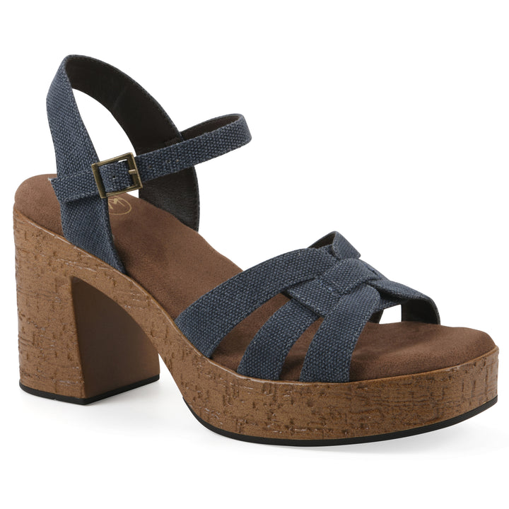 Barista Heel - Denim Blue Fabric