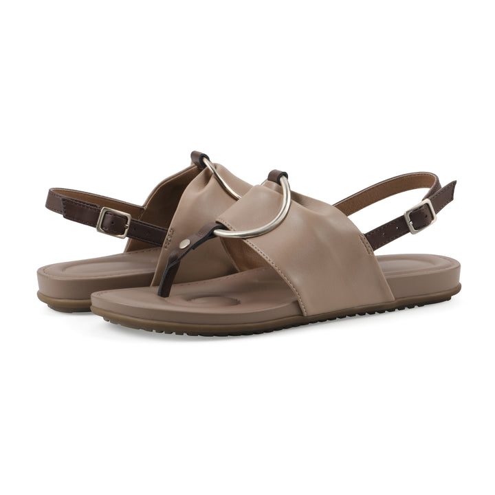 Alicorn Sandal - Natural with Mid Brown Faux Leather